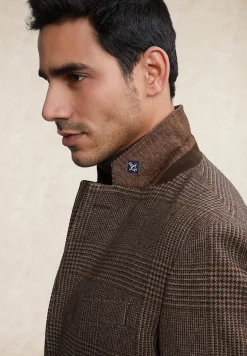 Hot River Woods Geruite zuivere scheerwol-kasjmier blazer bruin -
