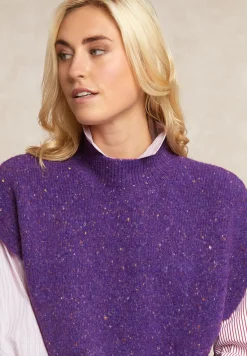 Fashion River Woods Gestipte debardeur opstaande kraag paars -