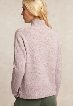 Outlet River Woods Gestipte trui opstaande kraag roze -