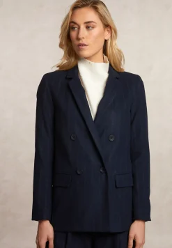 Hot River Woods Gestreepte blazer dubbele knoopsluiting blauw -