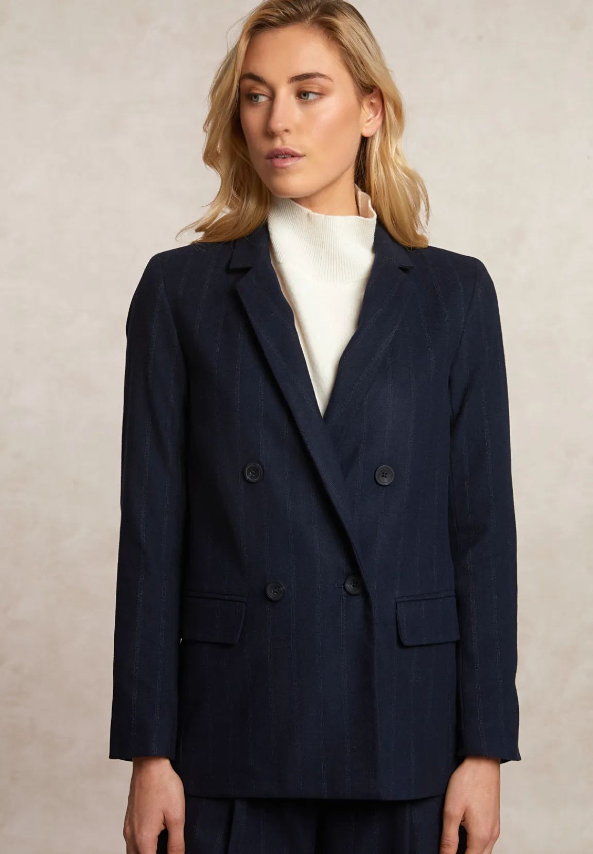 Hot River Woods Gestreepte blazer dubbele knoopsluiting blauw -
