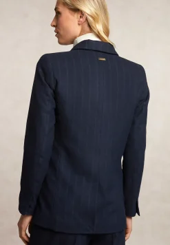 Hot River Woods Gestreepte blazer dubbele knoopsluiting blauw -