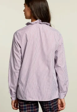 Discount River Woods Gestreepte blouse ruffelkraag rood/wit -
