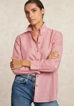 Online River Woods Gestreepte glitter blouse écru/rood -