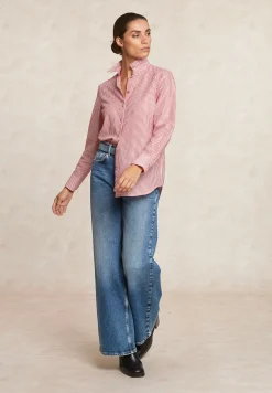 Online River Woods Gestreepte glitter blouse écru/rood -