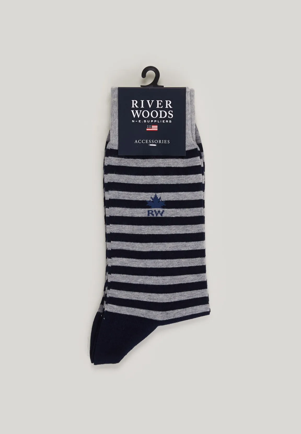 New River Woods Gestreepte katoenen sokken oyster mix -