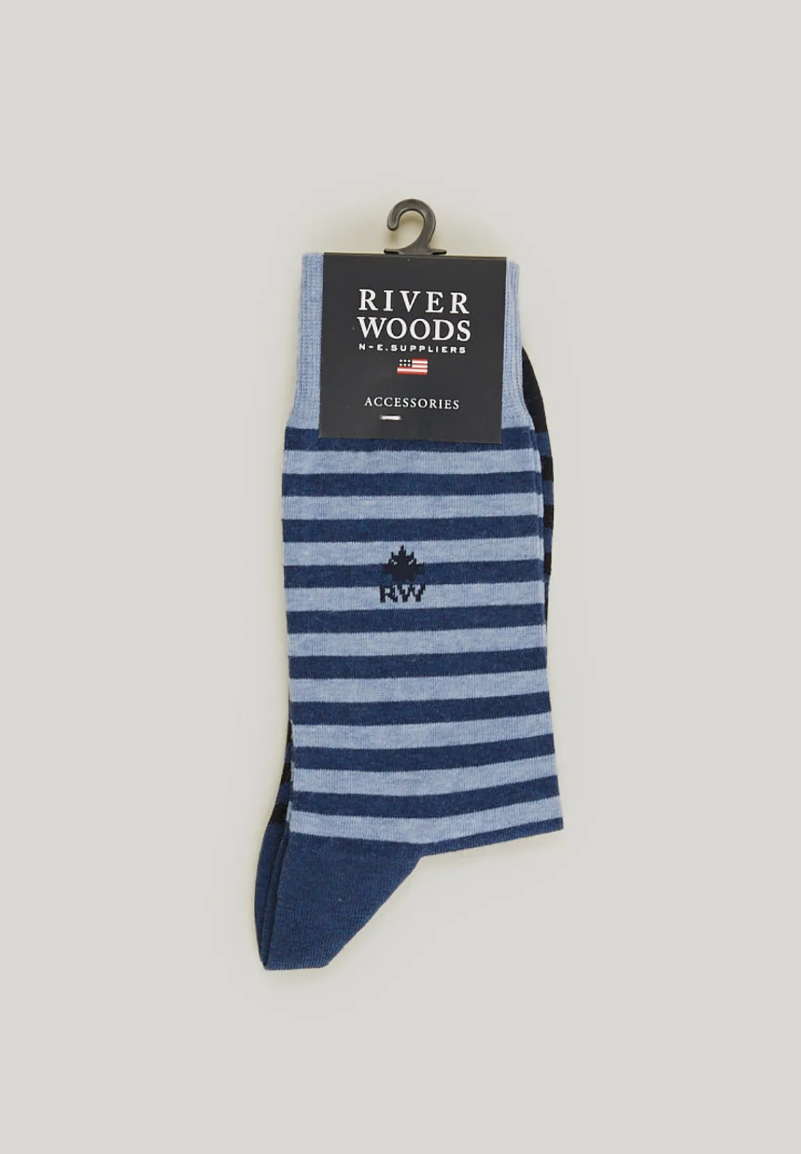 Online River Woods Gestreepte katoenen sokken dark chambray mix -