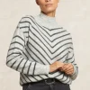 Clearance River Woods Gestreepte merinotrui opstaande kraag grijs -