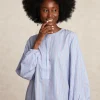 New River Woods Gestreepte oversized blouse lange mouwen rood/blauw -