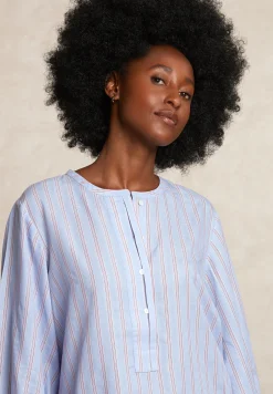 New River Woods Gestreepte oversized blouse lange mouwen rood/blauw -