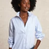 New River Woods Gestreepte wijde blouse borstzak blauw/wit -