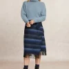 Clearance River Woods Gestreepte wollen portefeuille rok met ruches blauw -