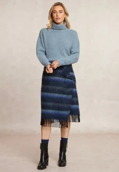 Clearance River Woods Gestreepte wollen portefeuille rok met ruches blauw -