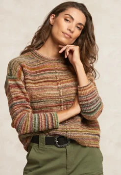 New River Woods Gestreepte wollen trui ronde hals multi -