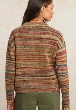 New River Woods Gestreepte wollen trui ronde hals multi -