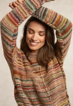 New River Woods Gestreepte wollen trui ronde hals multi -