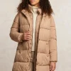 Online River Woods Gewatteerde jas met kap camel -