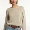 Hot River Woods Glittertrui ronde hals lange mouwen beige -