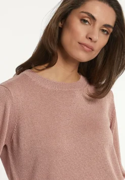 Best River Woods Glittertrui ronde hals lange mouwen roze -