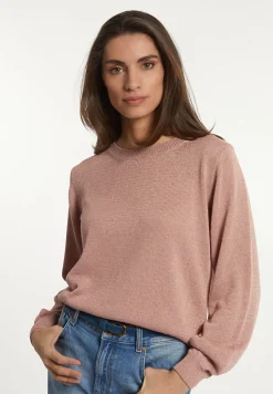 Best River Woods Glittertrui ronde hals lange mouwen roze -