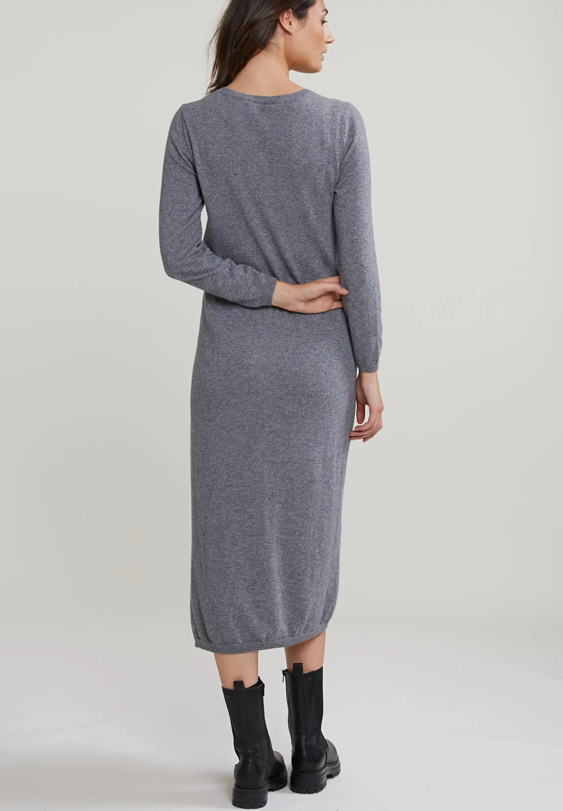 Sale River Woods Grijze lange jurk met riem -