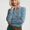 New River Woods Groen/beige fantasie blouse lange mouwen -