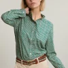 New River Woods Groen/beige fantasie blouse met ruches -