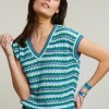 Outlet River Woods Groen/blauw gestreepte V-hals debardeur -