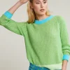 Clearance River Woods Groen/blauwe trui ronde hals lange mouwen -