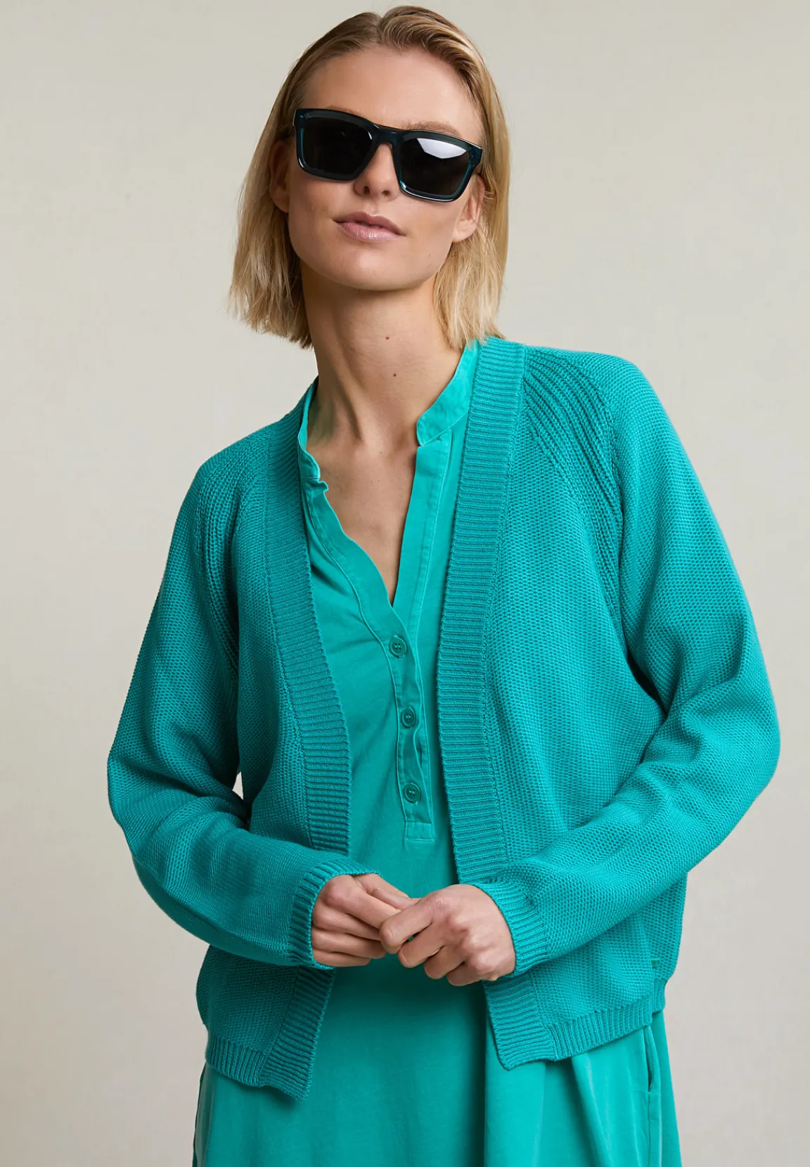Clearance River Woods Groene basic cardigan lange mouwen -
