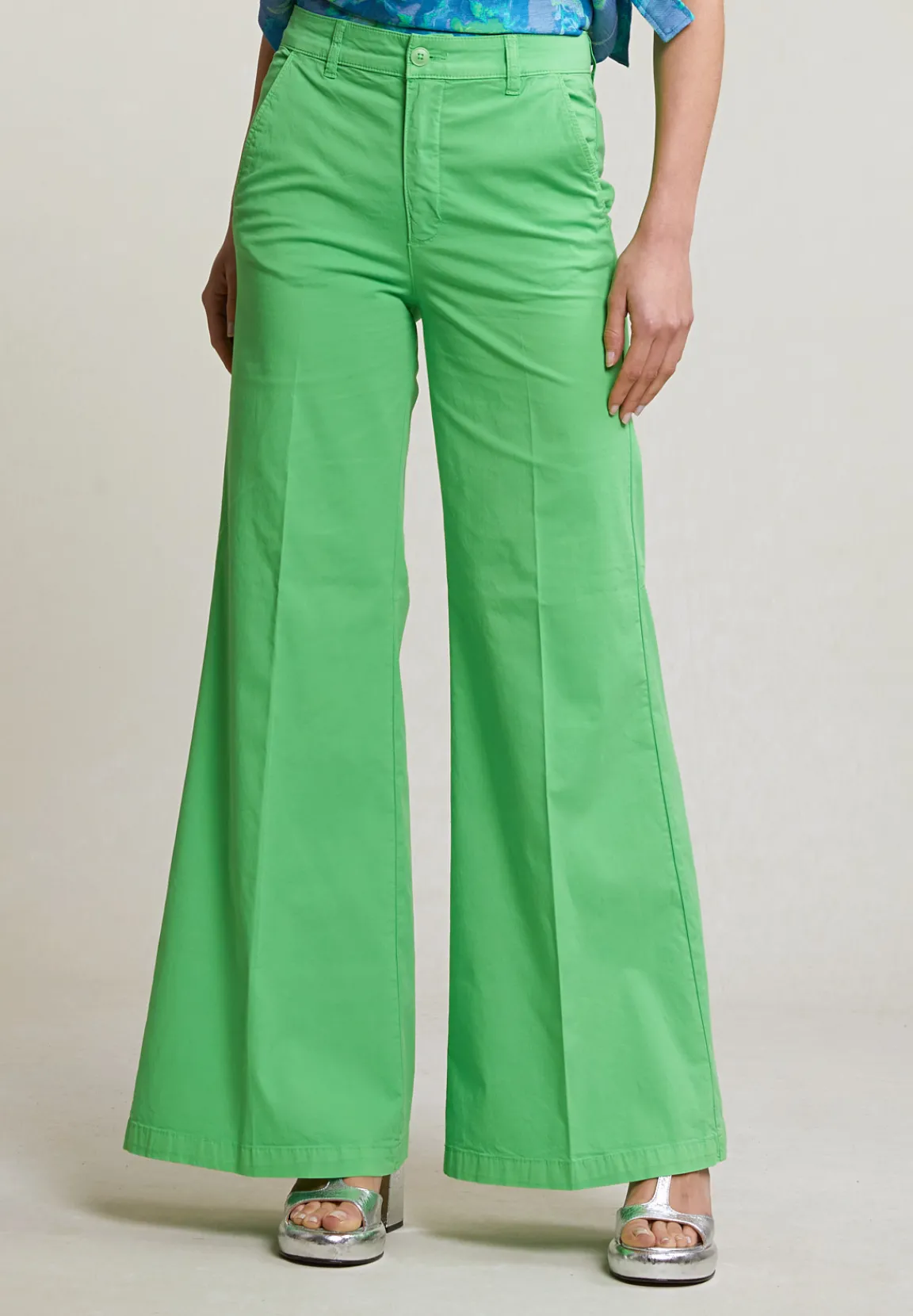 Outlet River Woods Groene basic lange stretch broek -