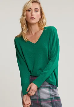 Online River Woods Groene basic V-hals trui lange mouwen -