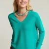 Fashion River Woods Groene basic V-hals trui lange mouwen -