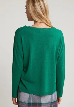 Online River Woods Groene basic V-hals trui lange mouwen -