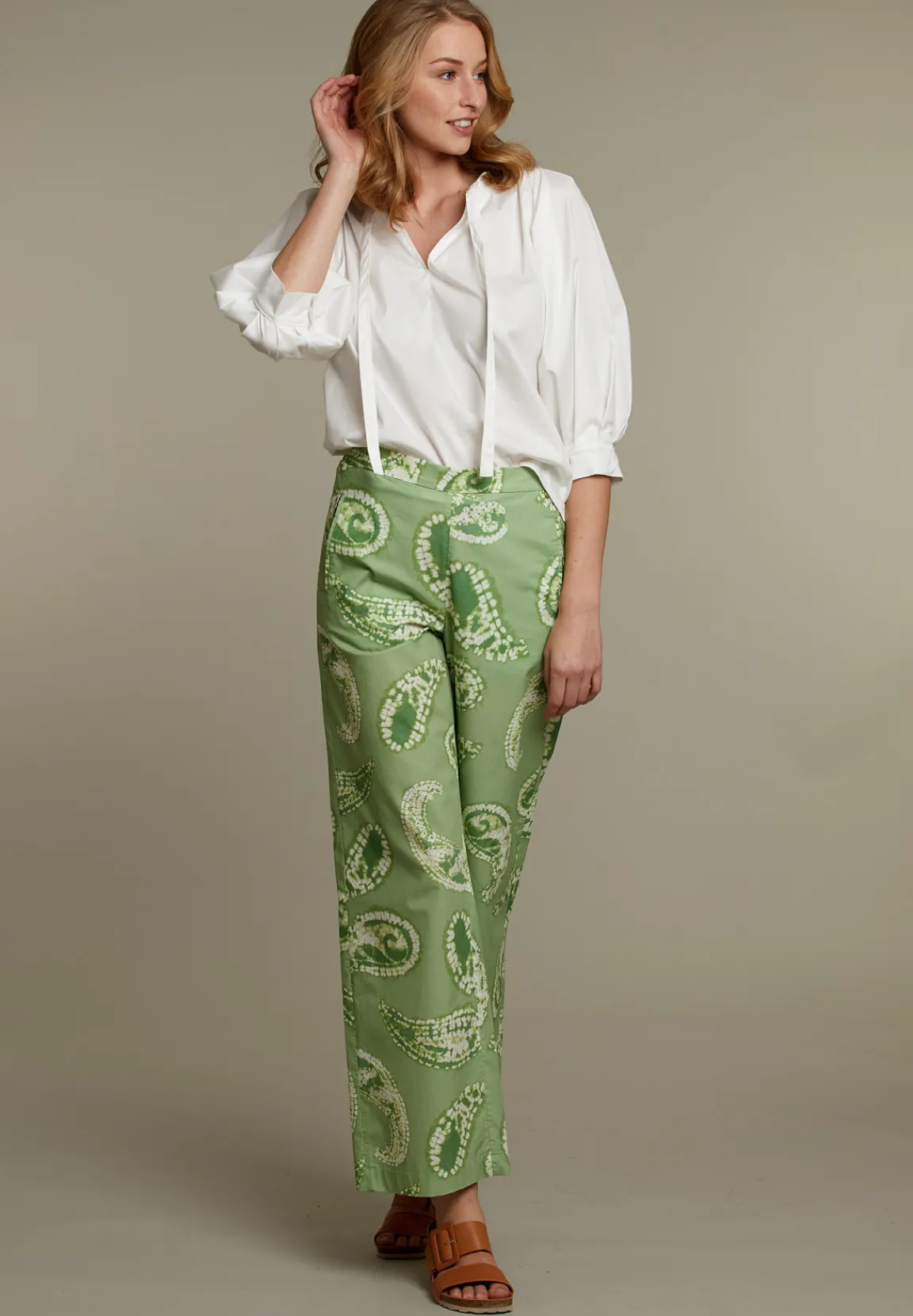 Online River Woods Groene broek in paisley print -