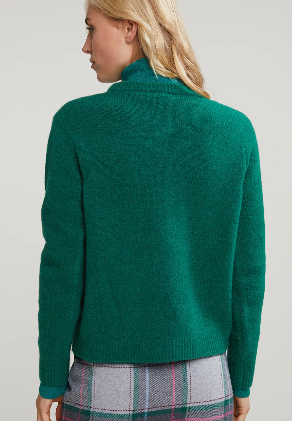 Fashion River Woods Groene cardigan ronde hals opgestikte zakken -