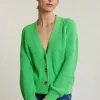 Online River Woods Groene geknoopte V-hals cardigan lange mouwen -