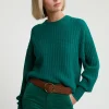 New River Woods Groene geribde trui ronde hals -