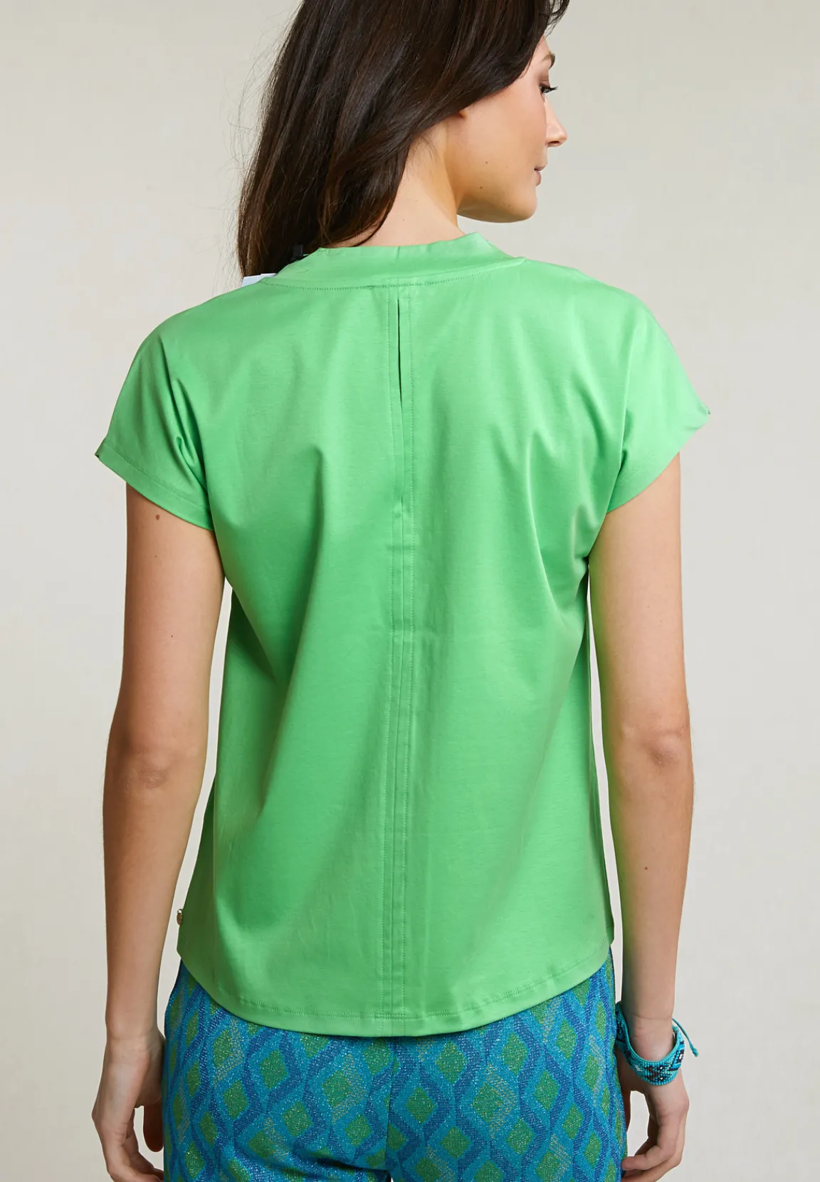 Online River Woods Groene katoenen V-hals T-shirt -