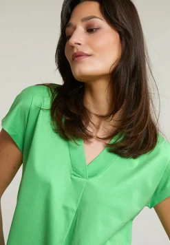 Online River Woods Groene katoenen V-hals T-shirt -