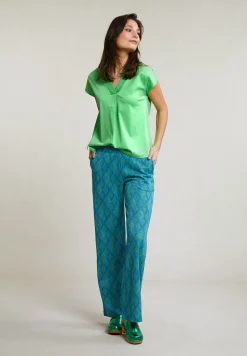 Online River Woods Groene katoenen V-hals T-shirt -