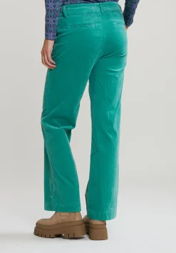 Discount River Woods Groene lange fluwelen broek -