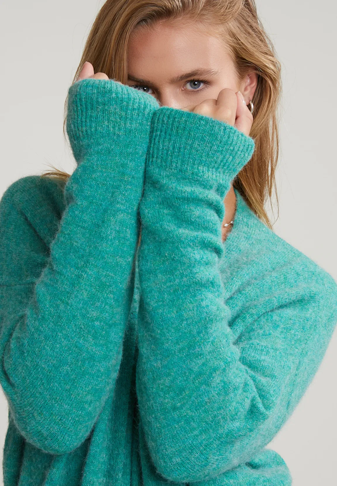 Clearance River Woods Groene lange V-hals cardigan lange mouwen -