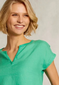 Sale River Woods Groene linnen V-hals T-shirt -
