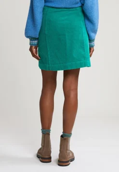 Hot River Woods Groene ribfluwelen korte rok -