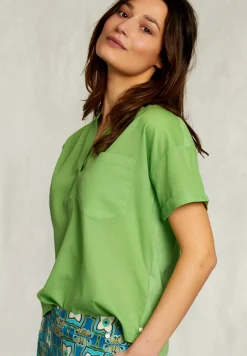 Online River Woods Groene V-hals blouse met zak -