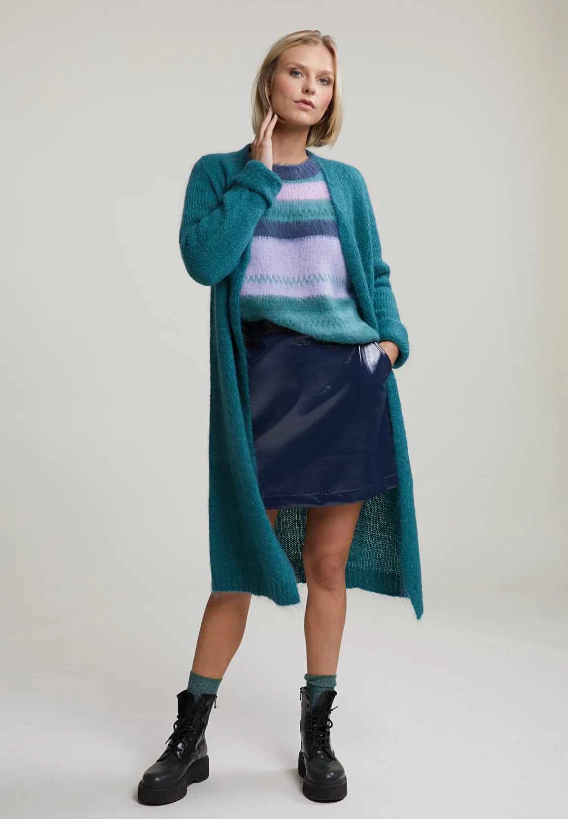 Sale River Woods Groene V-hals cardigan lange mouwen -