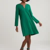 Clearance River Woods Groene V-hals jurk lange mouwen -