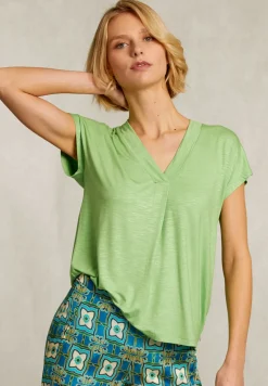 Clearance River Woods Groene V-hals T-shirt korte mouwen -