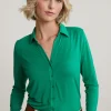 Best River Woods Groene V-hals T-shirt met knopen -